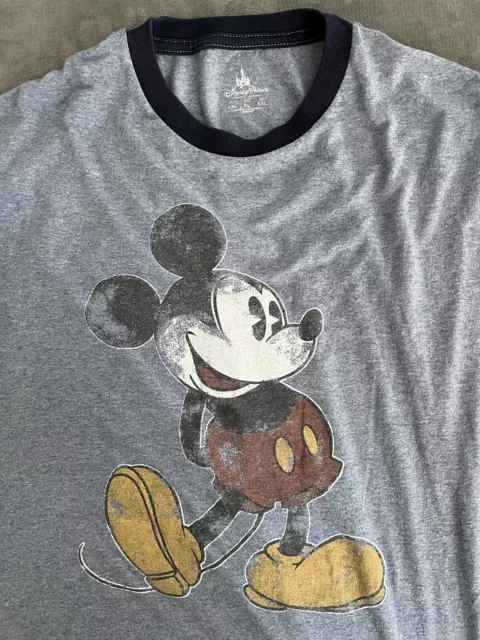 Mickey Mouse Walt Disney Parks Distressed Graphic Blue T shirt Size XL