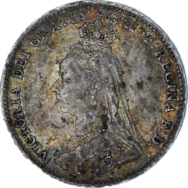 [#849973] Coin, Great Britain, Victoria, 3 Pence, 1891, AU(50-53), Silver, KM:75