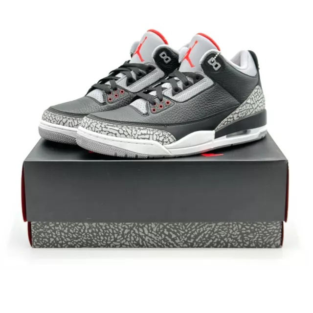 854262-001 Nike Air Jordan 3 Retro OG Black Cement Grey White Fire Red