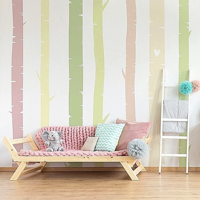 Colorful Birch Tree Wall Rainbow Wall Decals, Stickers, Wall Art Decoration 501