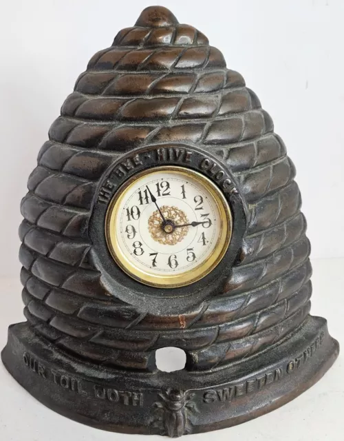 1908 " The Beehive Clock " Fonte Manteau Horloge " Our Toil Doth Sweeten