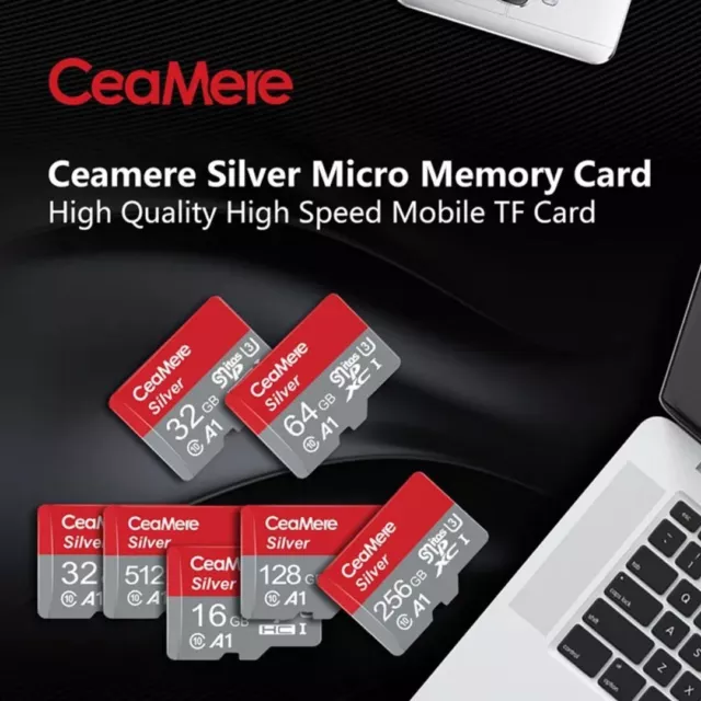 Original 128 GB CeaMere Argent Micro SD Classe 10 Fast Tf Memory Carte Rangement 2