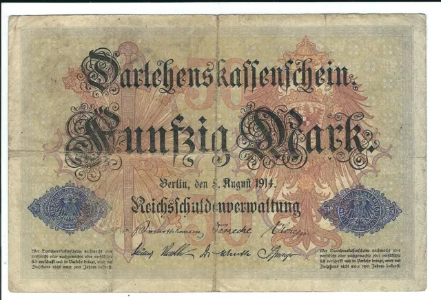 Banknote Deutschland - Deutsches Reich - Darlehenskassenschein - 50 Mark - 1914