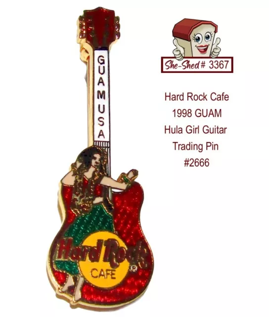 Hard Rock Cafe 1998 GUAM Hula Girl Guitar 2666 Trading Pin