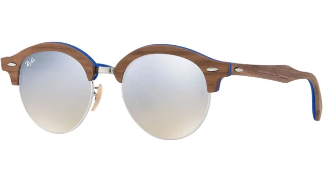 Ray ban Sole Clubround Legno RB4246M 12179U Opaco Marrone Argento Specchio 51mm