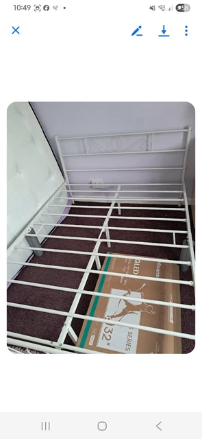 WHITE METAL DOUBLE Bed Frame £52.70 - PicClick UK