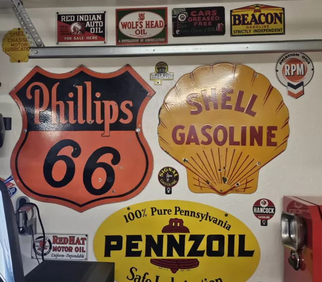 Pennzoil Motor Oil Sign (Original 1972) 31"x18", Gas, Can, Shell, Excellent