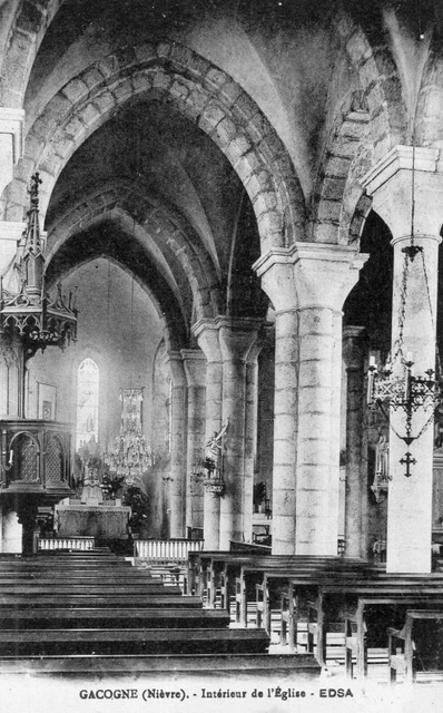 *9918 cpa 58 Gacogne - intérieur de l'Eglise