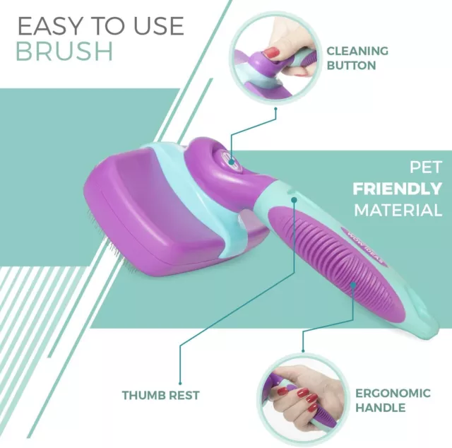 Self Cleaning Dog Cat Slicker Brush Grooming Tool Gently Removes Loose Undercoat 4