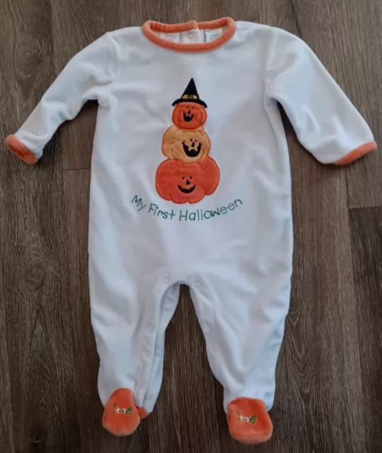 Koala Baby 6-9 Months Velour First Halloween Footed pajamas Outfit pumpkins
