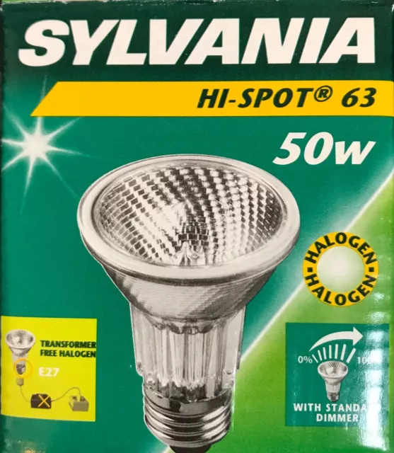 SYLVANIA LAMPE HALOGÈNE Hi-Spot ES63 E27 240V 50W 10°Blanc Chaud Dimmable  EUR 30,71 - PicClick FR