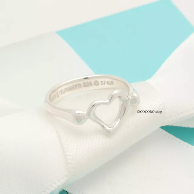 Tiffany & Co. Peretti Mini Open Heart Ring Size 5 Sterling Silver 925 w/Pouch