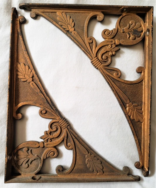 Original Art Nouveau Cast Metal Shelf-Corner Brackets/1905 Antique Ornate Pair