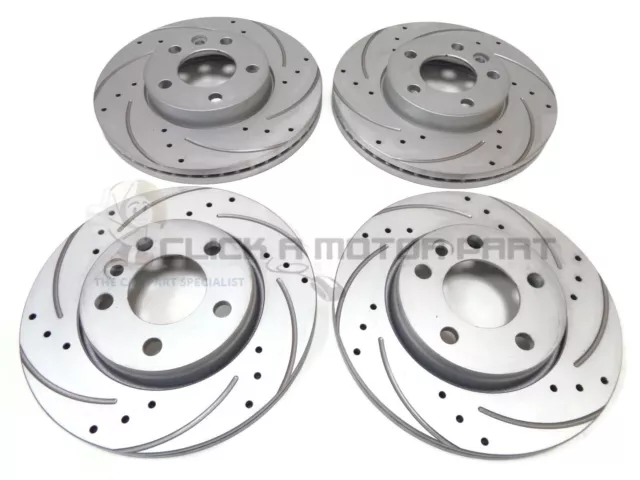 Vw Transporter T5 Front & Rear Drilled And Grooved Brake Discs (Check Disc Size)