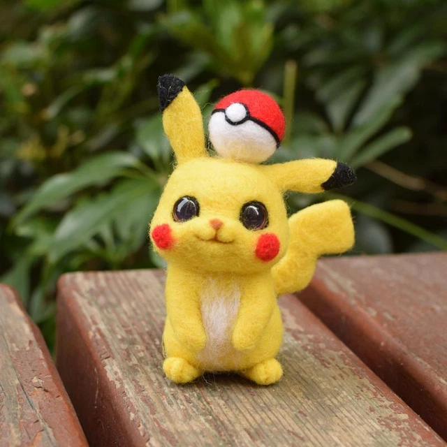 Kit de agujas de lana de juguete Pikachu sin terminar hágalo usted mismo dibujos animados artesanales animal de bolsillo