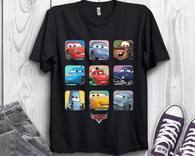 Disney Cars Characters Group Shot Vintage Unisex Adult Shirt Kid Tee 59108