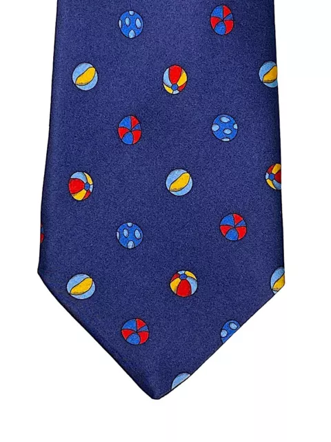 Vintage Jean-Charles JC de CASTELBAJAC Silk Tie Blue Satin Luster Beach Balls