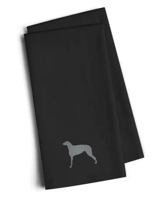 Scottish Deerhound Black Embroidered Towel Set of 2 BB3396BKTWE New