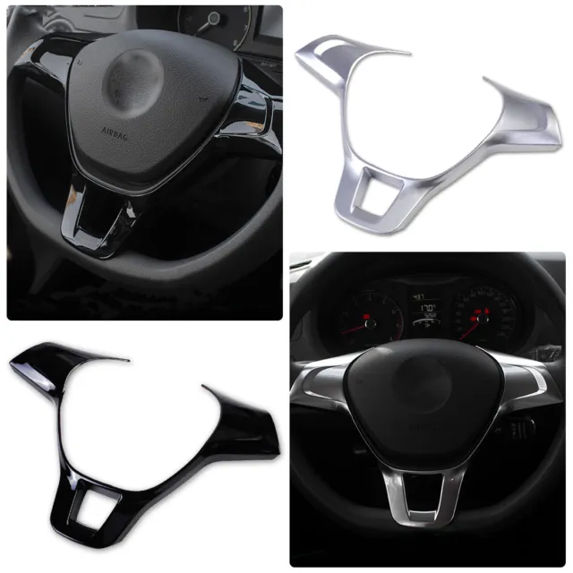 For VW Golf MK7 Polo 2014-2015 Steering Wheel Trim Cover Chrome ABS silver/black