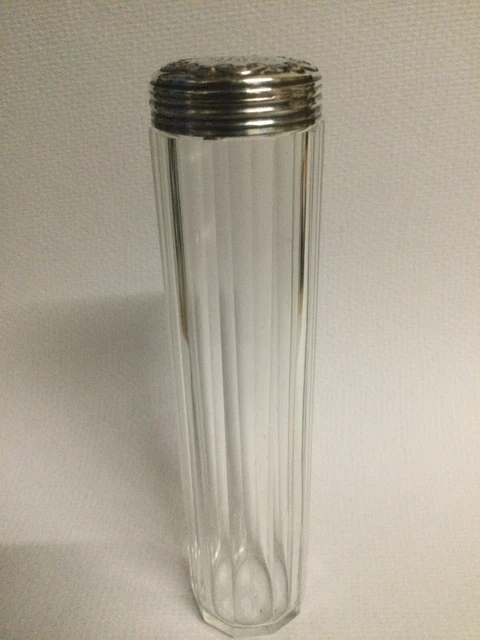 Solid Silver & Cut Glass Flask Dressing Table Jar Hallmarked For London 1911