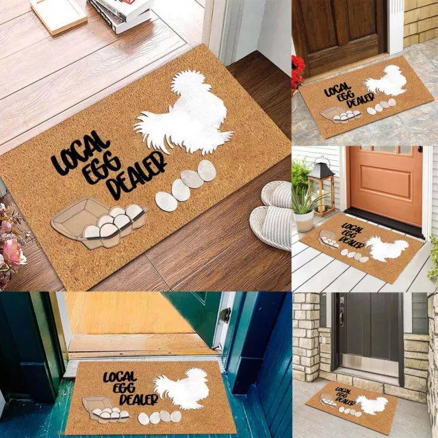 Alfombra decorativa para gallina poner huevos frente a la puerta divertida gallina