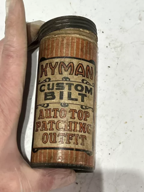 Hyman custom bilt auto top patching unit antique Tin Patch Ford Tire Rubber Can