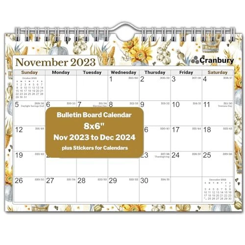 MINI WALL CALENDAR 2024 - (8x6, Seasons) Use Nov 2023 - Dec 2024, Mini