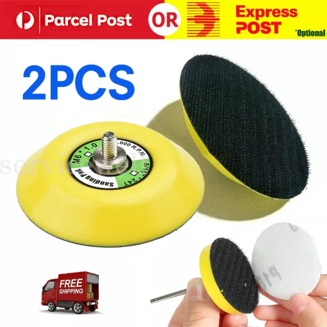 2Pcs 75mm Hook&Loop Polishing Sanding Disc Backing Pads M6 Thread For Air Sander