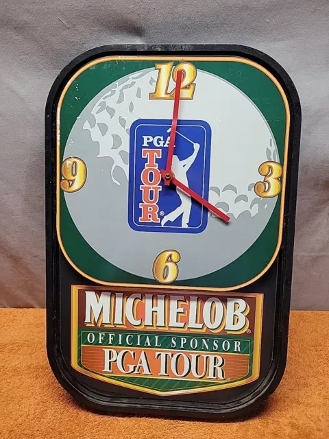 I•Vintage Michelob PGA Tour Golf  Anheuser Busch￼ Advertising Sign Clock, Works