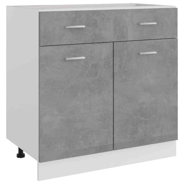 vidaXL Armoire de plancher à tiroir Gris béton 80x46x81.5 cm Aggloméré
