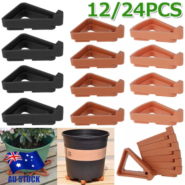 12/24x Invisible Low Profile Flower Pot Feet Garden Plant Pot Feet Risers Black