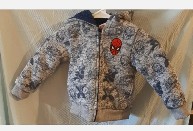 Marvel Avengers Toddler Boy Navy Blue Spiderman Sherpa Hooded Jacket 3T