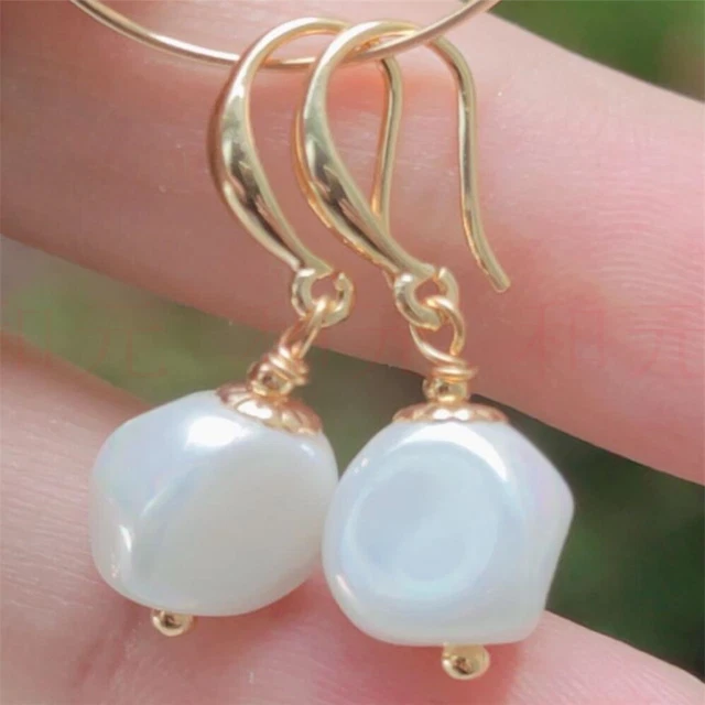 Natural Pearl gold Earrings eardrop 18KGP Chain girl Gift Jewelry Ear stud