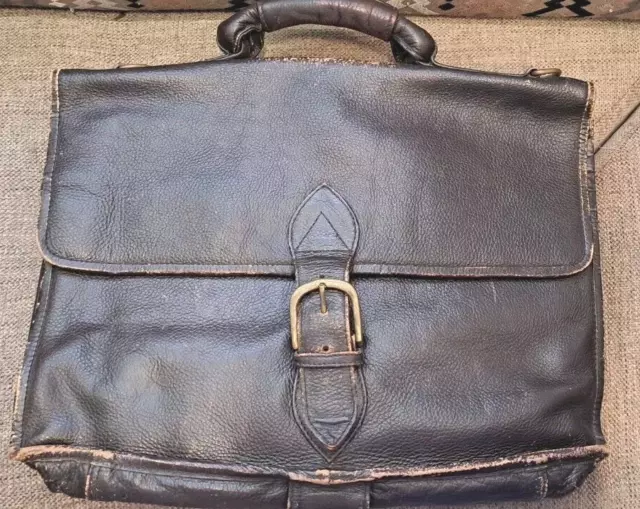 Dark Brown Leather Satchel Attaché  True Vintage Sambala,Architect,Laptop Bag