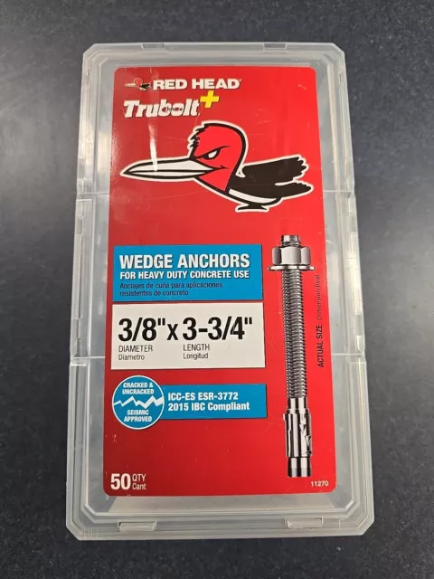 Red Head 3/8 In. X 3-3/4 In. Concrete Wedge Anchor (15-Pack) 12016