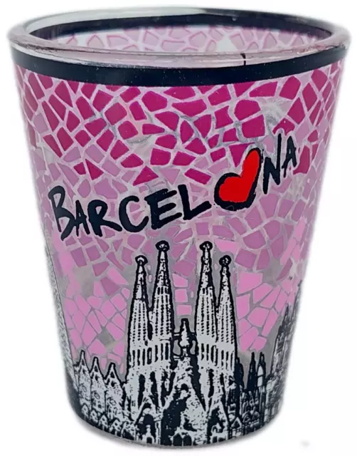 new Shot glass Spain i love Barcelona Tequila Sagrada Familia Casa Mila.purple