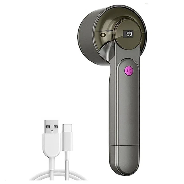 Rasoir Anti-bouloches Rechargeable 3 Vitesses - 6 Lames En Acier, Batterie 1200mAh, écran LED, Pour Vêtements Et Tissus - 12