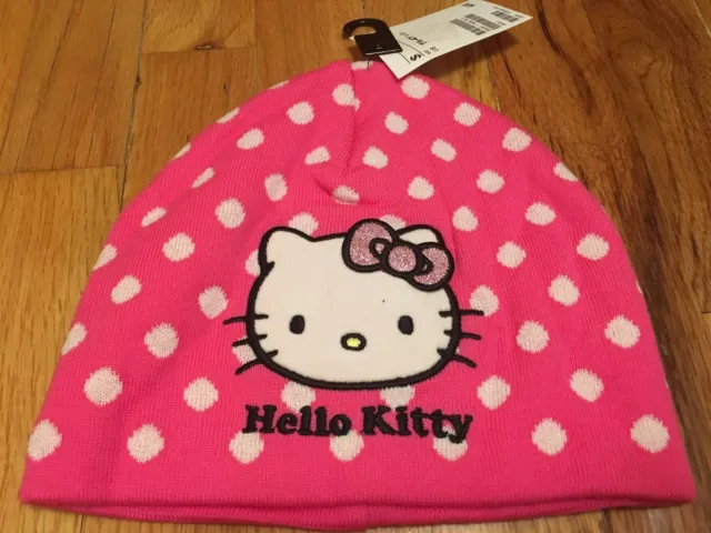 NEW NWT TWO Pink Hello Kitty Winter Hats For Girl Age 1.5, 2, 3, 4