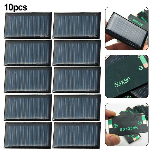 Lot De 10 Mini Panneaux Solaires 5V 30mA - 53x30 Mm, Cellules Photovoltaïques Pour Projets DIY, électronique, Modélisme, Charge