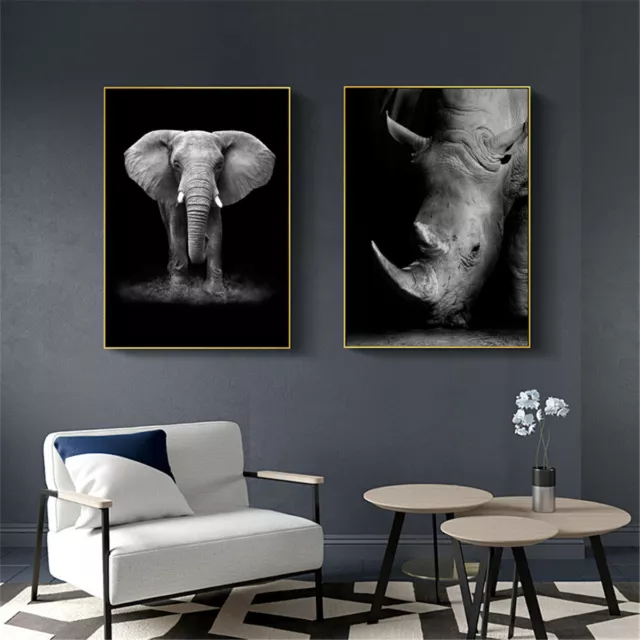 Black White Wild Animal Canvas Painting Poster Nordic Home Wall Art  Decoration 3