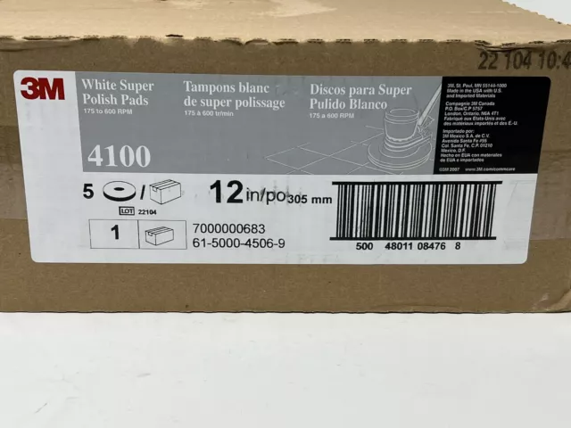 3M 4100 Super Polish Pad 12" White (Case of 5)