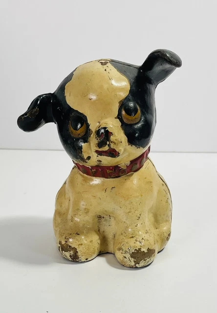 Antique Vtg Hubley Cast Iron Fido Dog Coin Bank Reproduction # 823 Collectible