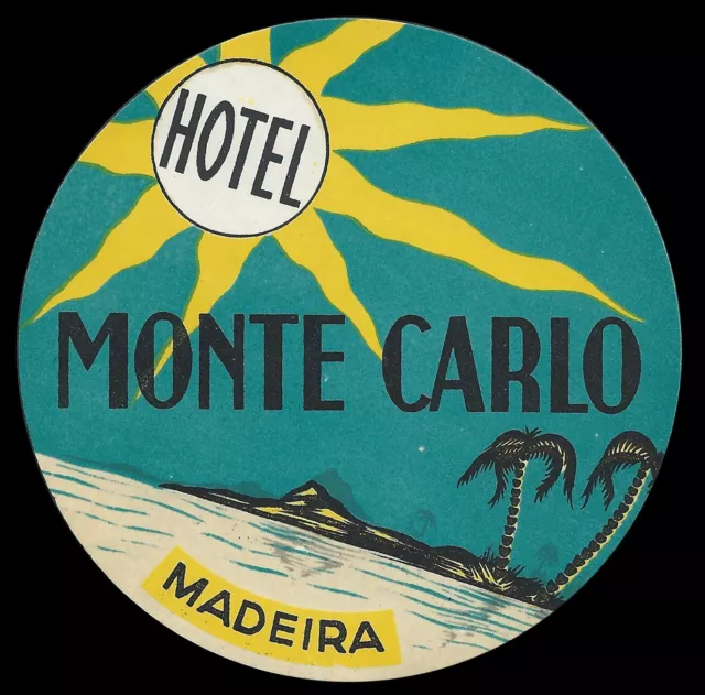 Hotel Monte Carlo FUNCHAL Madeira - vintage luggage label