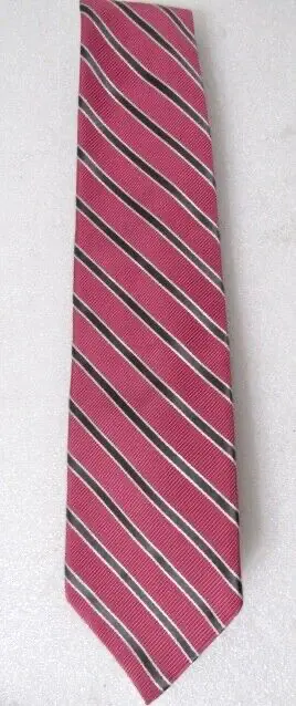 Brooks Brothers Makers Traditional Repp Pink Brown Silk Tie