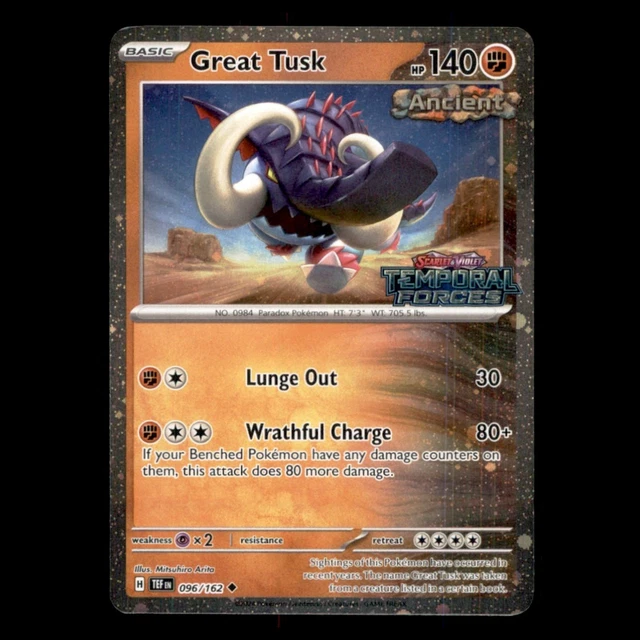 great tusk pokemon card ex (072) (Paldean Fates Stamped) [Scarlet & Violet: Paldean Fighting Giganto Tusk (250) This Pokemon does 50 damage to itself. Great Tusk ex | Scarlet