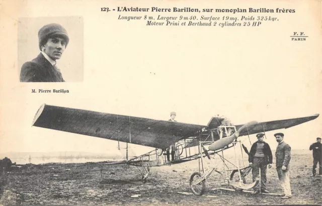 Cpa Aviation L'aviateur Pierre Barillon Sur Monoplan Barillon Freres