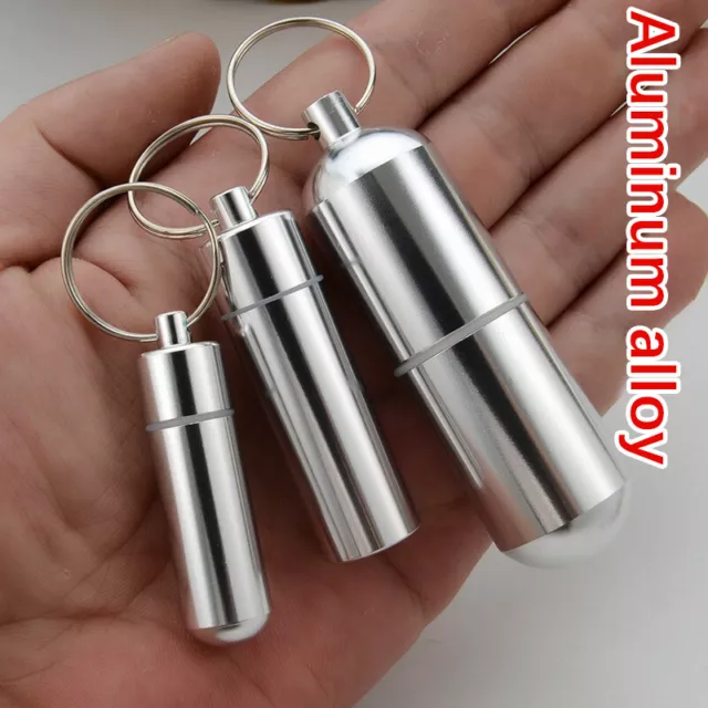 Waterproof Aluminum Toothpick Case Pill Box Travel Camping Container Keychain-EL