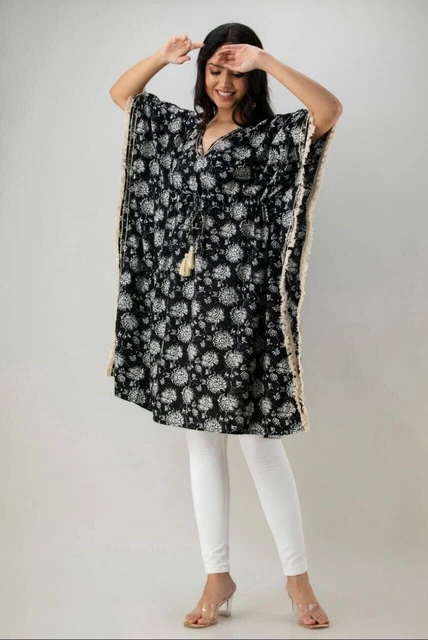 Mix Lote De Mujer Mano Bloque Estampado Kaftan Corto Playa Vacaciones Kimono Top
