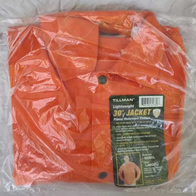 Tillman 9 oz. Flame Retardant Cotton 30" Jacket - Size Large Orange New in Bag
