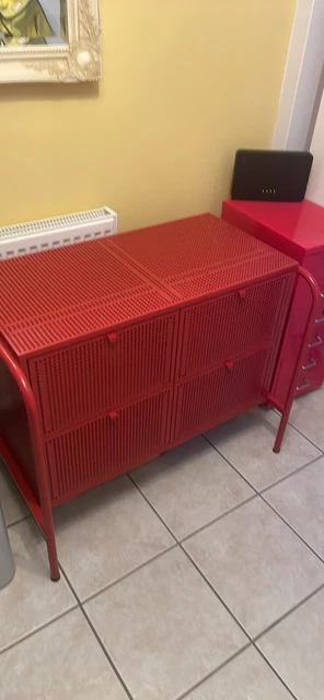 IKEA NIKKEBY RED metal drawers storage unit 85.50 PicClick UK